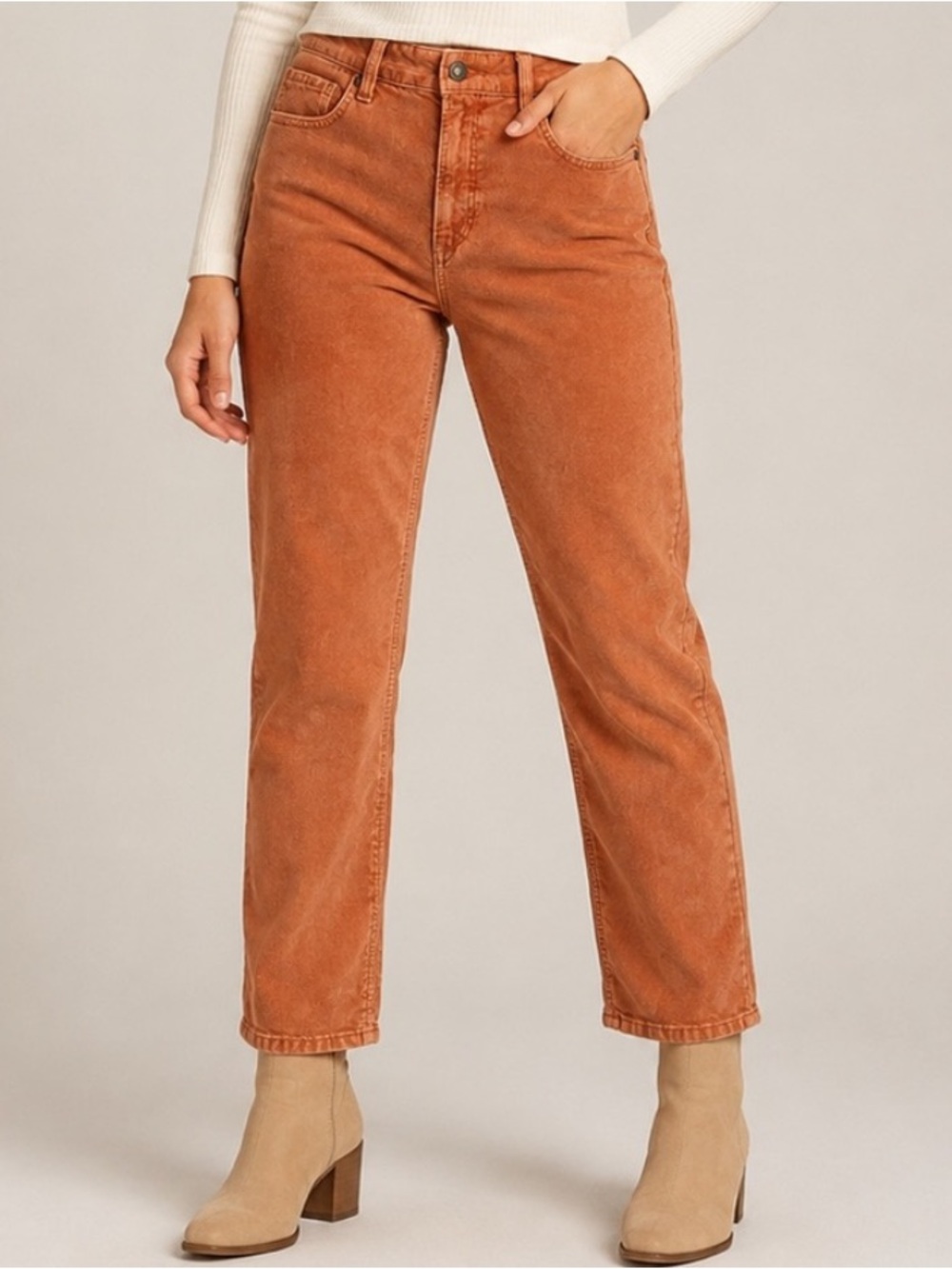 American Eagle Mom Straight Corduroy Jeans Size 10 Terracotta High Rise